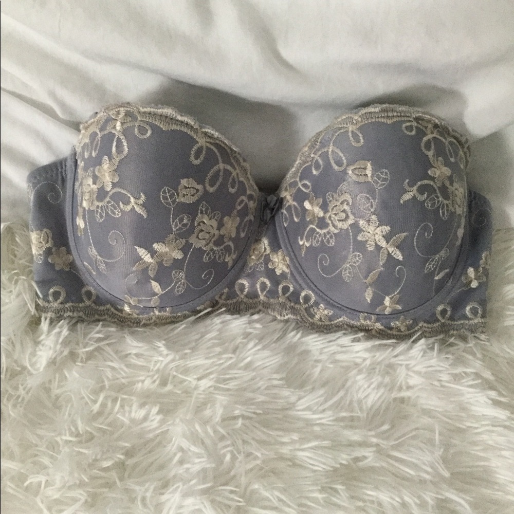 Beautiful gray embroidery bra!